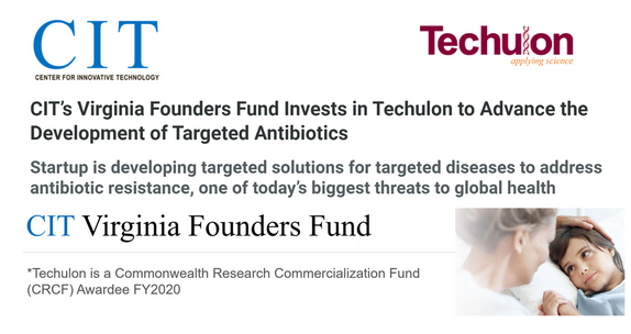 CIT’s Virginia Founders Fund Invests in Techulon to Advance the Development of Targeted Antibiotics